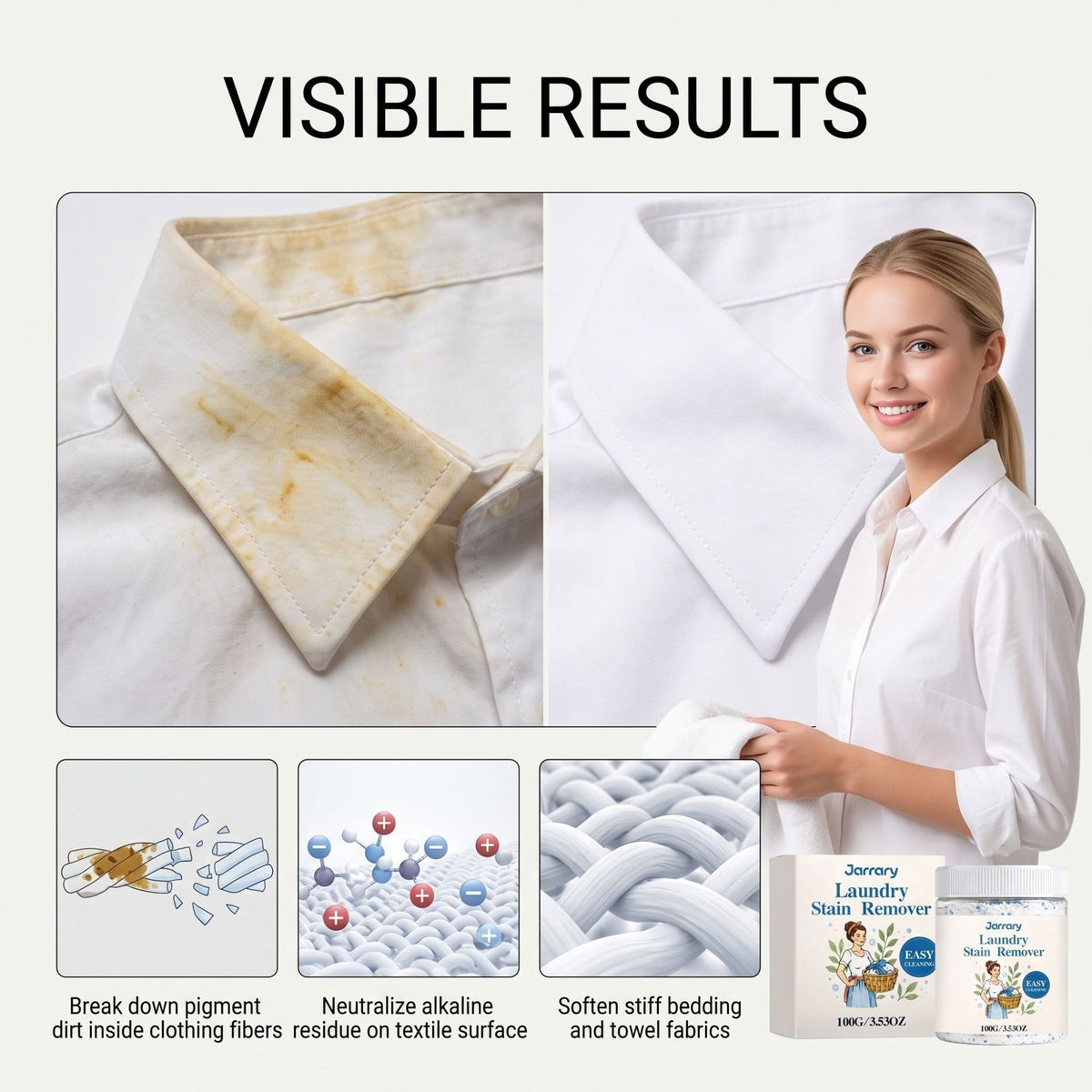 Laundry Stain Remover Powder - 100g Fabric & Clothing Spot Treatment