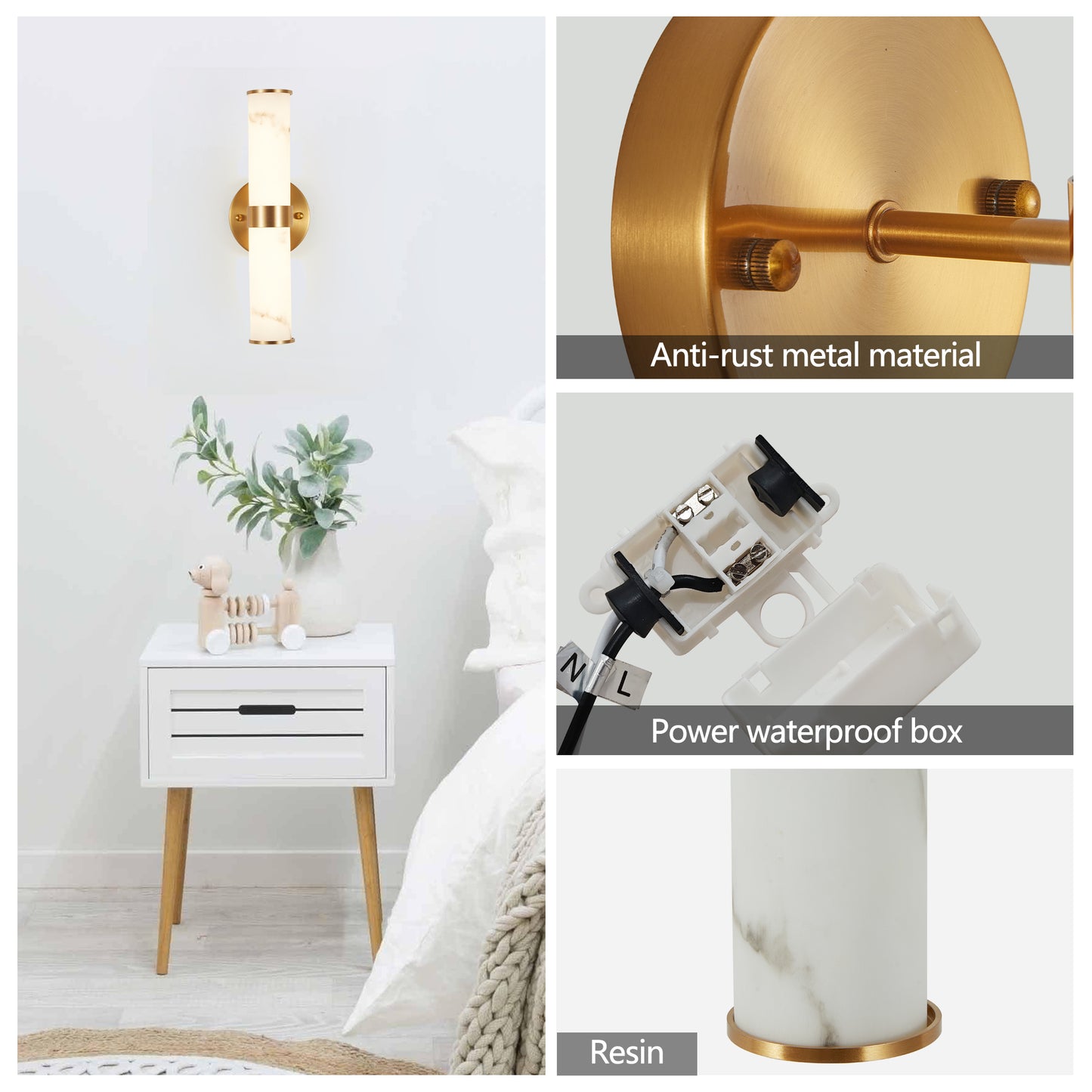 Elegant Resin Wall Sconce Set of 2 - Modern Indoor Lighting