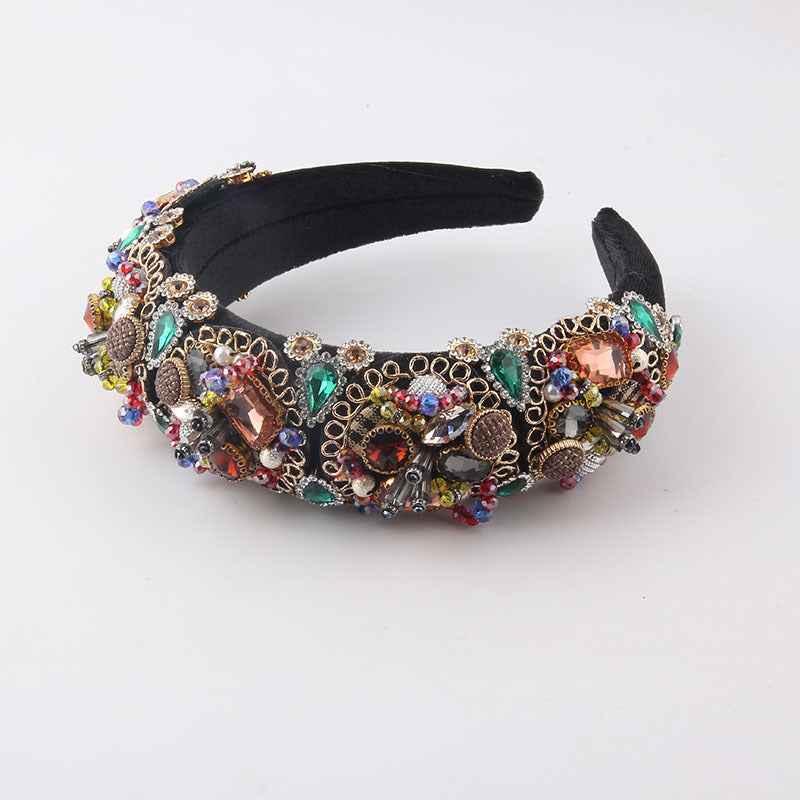Baroque Diamond Headband - Black