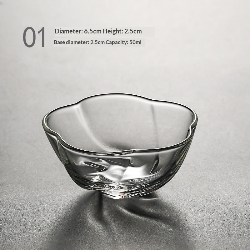 Tea-Boiling Glass Teacup with Kung Fu Style, Small Transparent Drinking Cup
