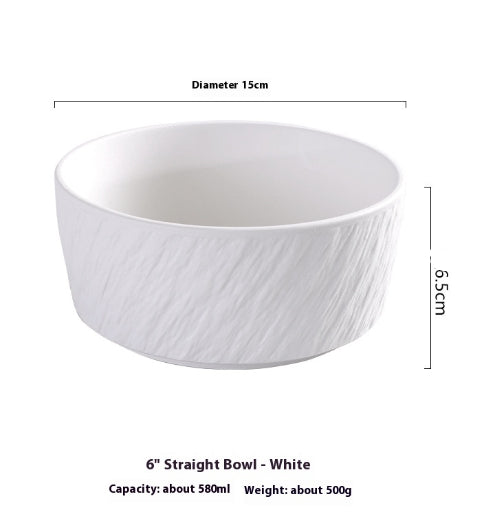 Ceramic Straight Body Rice Noodle Bowl Nordic Style Kitchen Storage Set