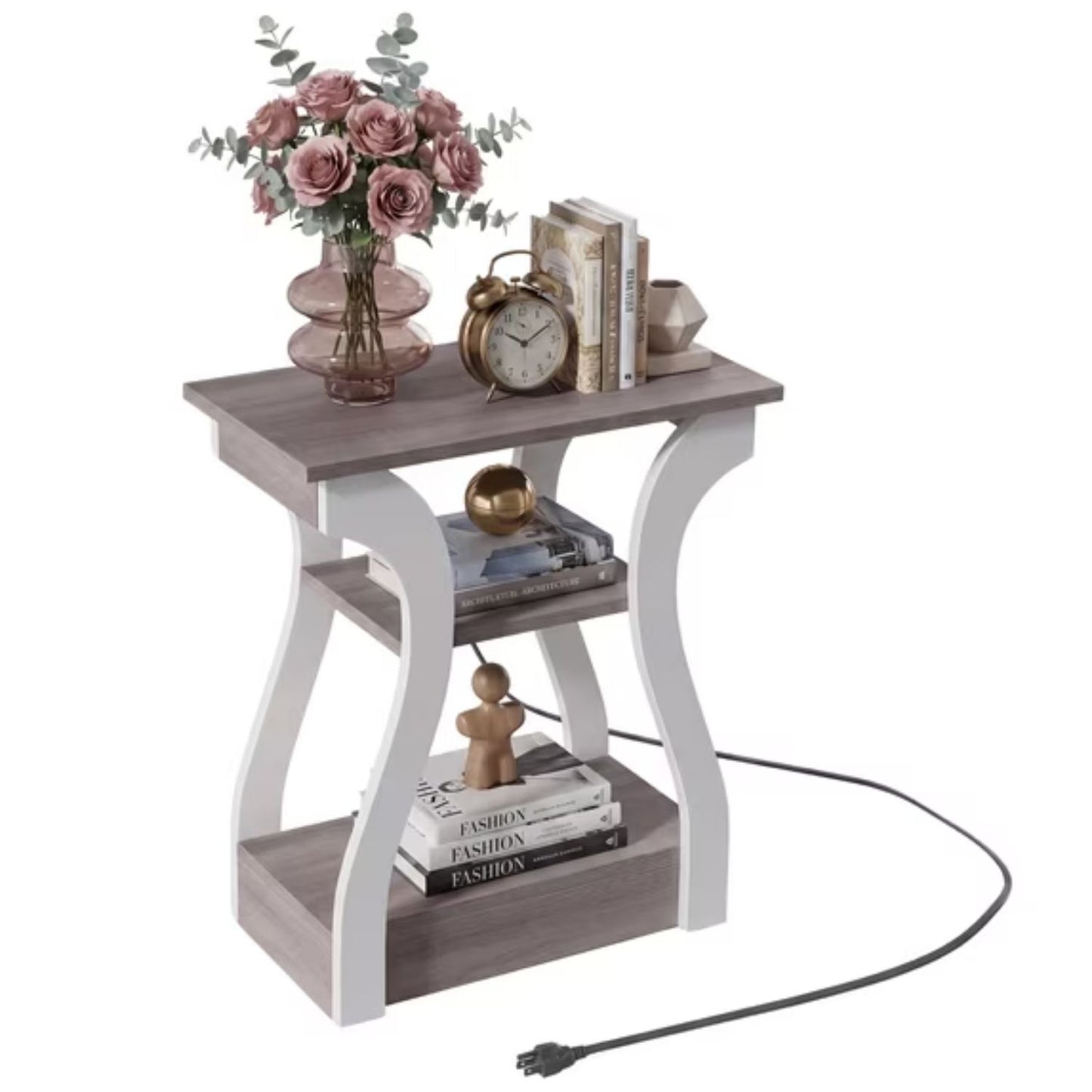 Slim End Table Set with Charging Station, USB Ports & Outlets