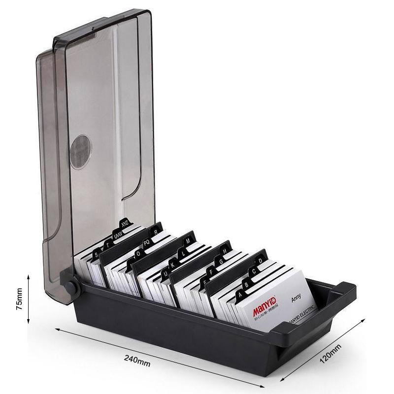 Large Capacity Business Card Storage Box with 24x12x7.5cm Plastic Organizer