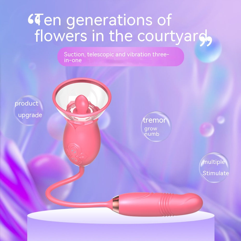 Double-Headed Sucking Tongue Licking Vibrator Device - Electric Silicone Adult Wellness