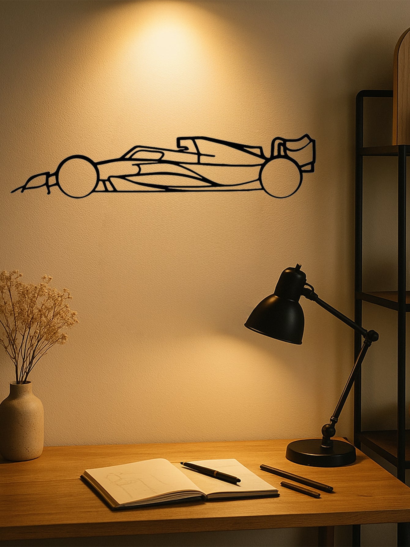 Laser-Cut Metal Wall Art - Sports Car Silhouette Decoration