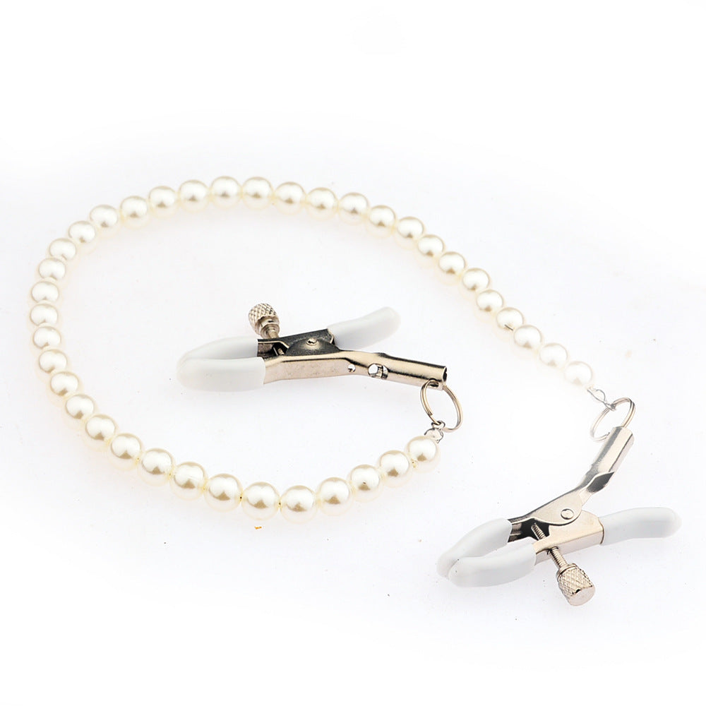 Women’s Fashion Nipple Clamp with Pearl Chain - Adjustable Sensory Toy