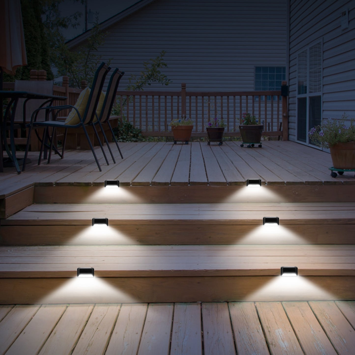 4 Pack Solar LED Step Lights Outdoor Water-Resistant Fence & Path Lights
