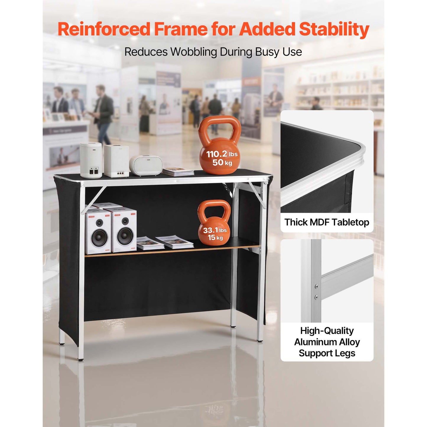 Foldable Portable Bar Table with Storage Shelf and Carry Bag - Event & Party Use