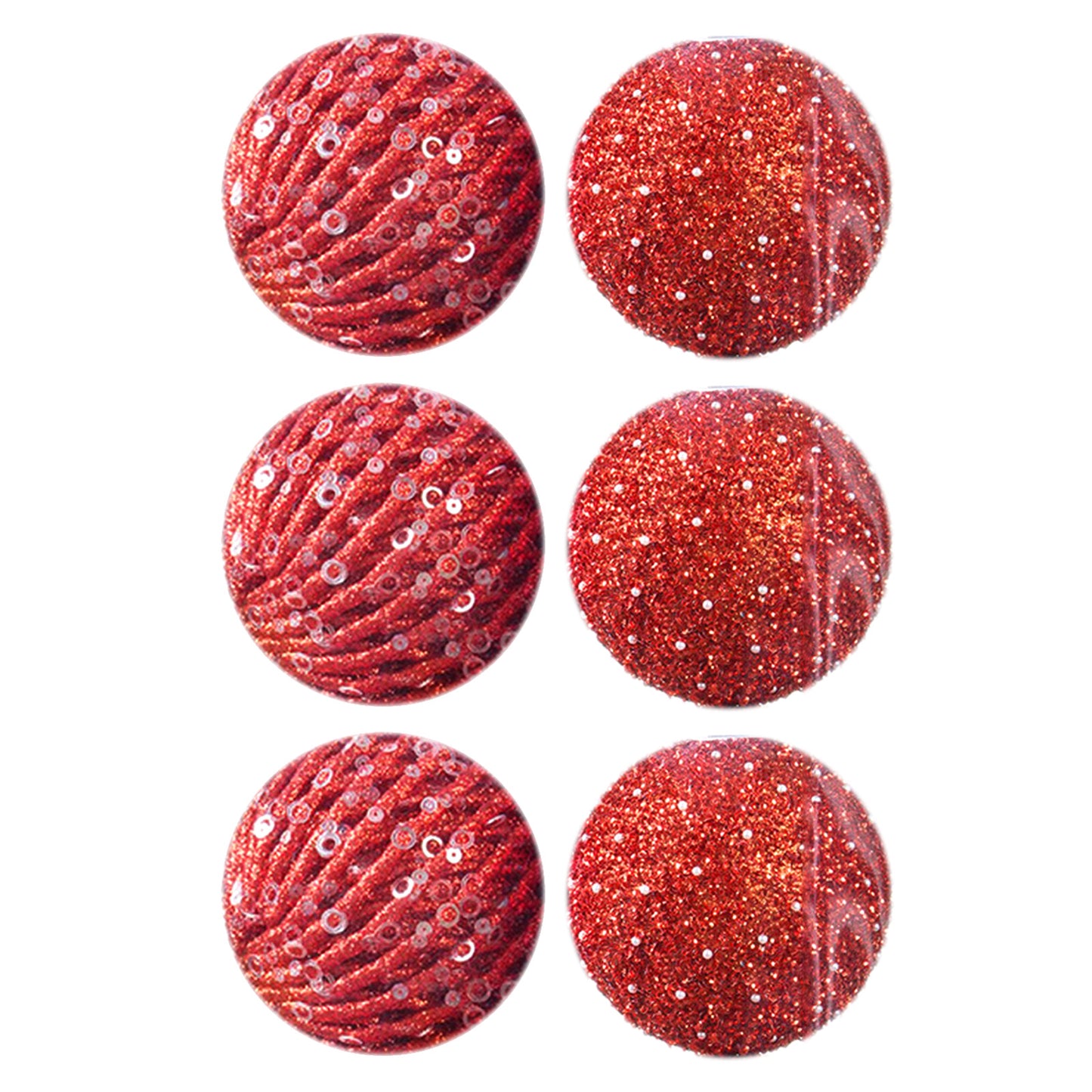 10cm Red Foam Xmas Tree Snowball Ornaments - 6 Pack
