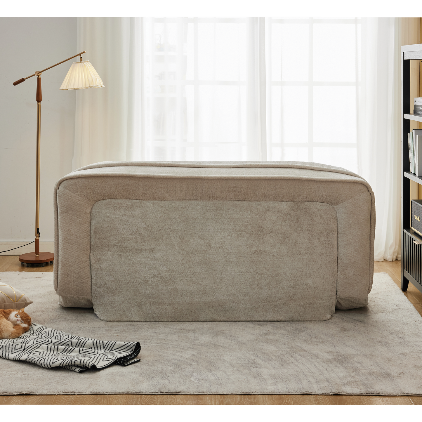 Extra Large Chenille Lazy Sofa Loveseat - Beige 2-in-1 Dog Bed