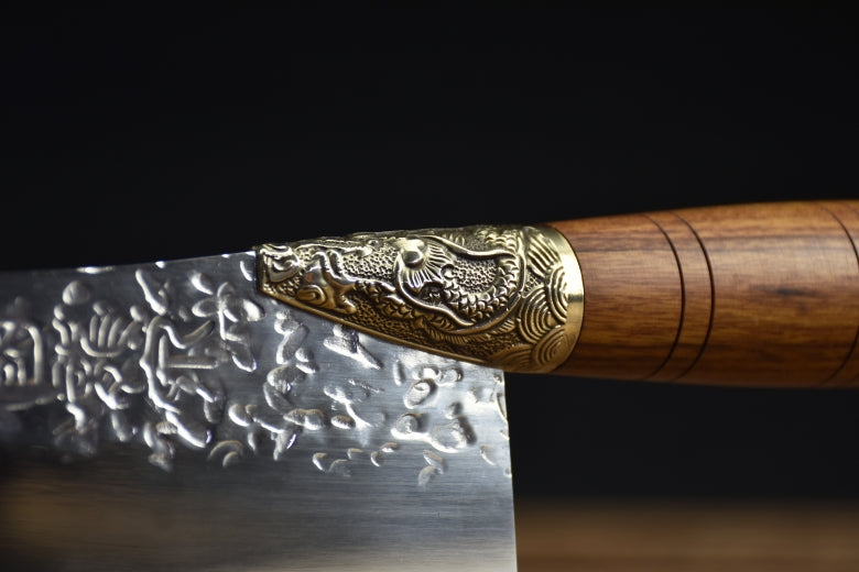 Small Kitchen Chef Knife with Rosewood Handle - 7Cr17MOV Steel, 32.5cm
