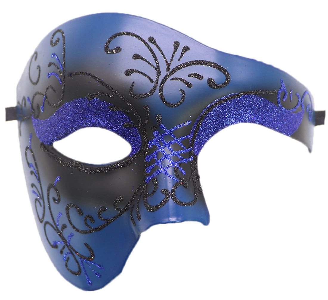 One-Eye Half Face Party Mask - Antique Gold Silver Black for Halloween