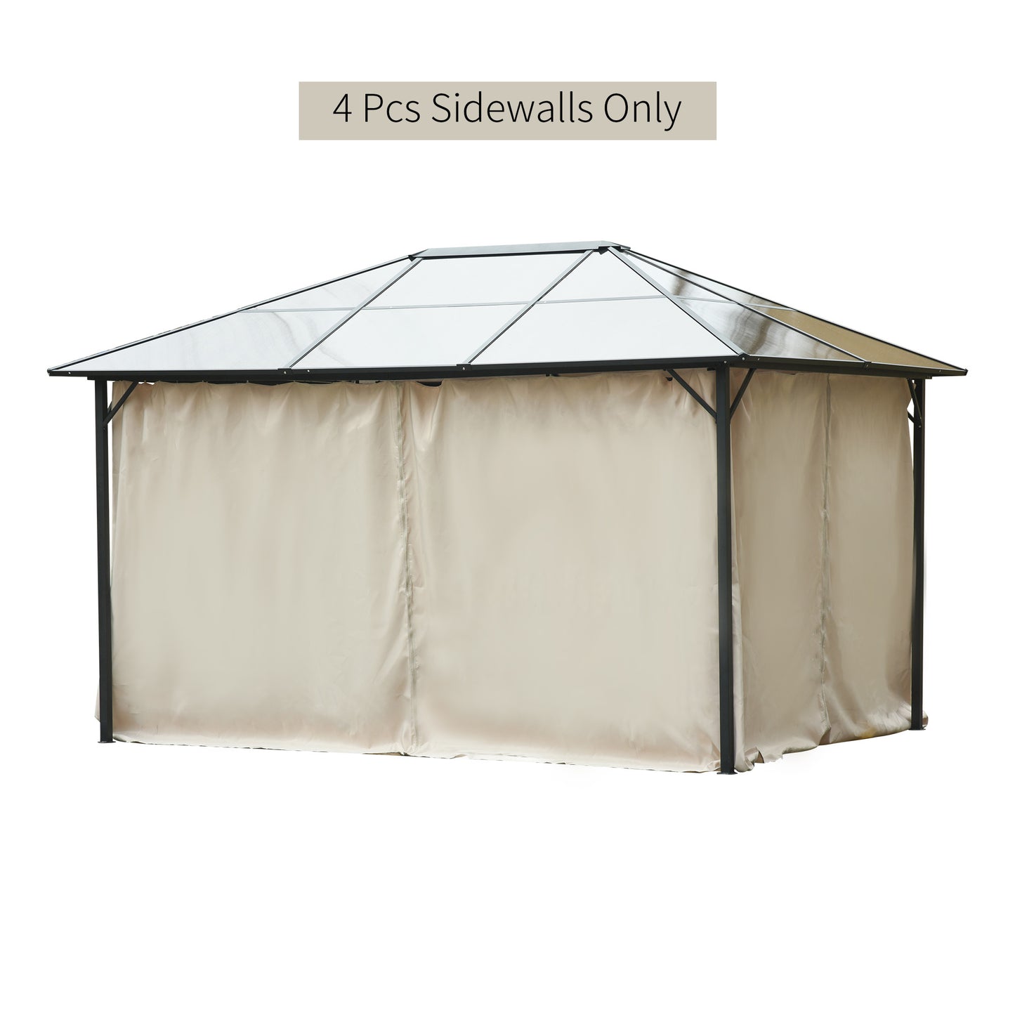 Gazebo Sidewall Set with Hooks & C-Rings - Beige, 9.84' x 11.8'