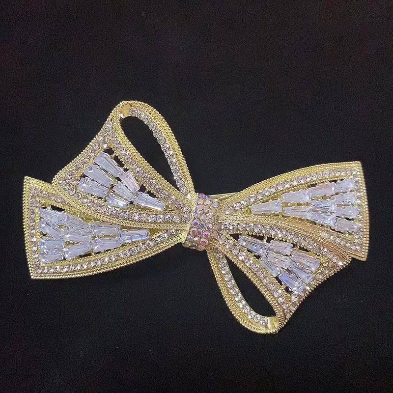 Bow Hair Clip, Alloy Hairpin with Amethyst Crystals