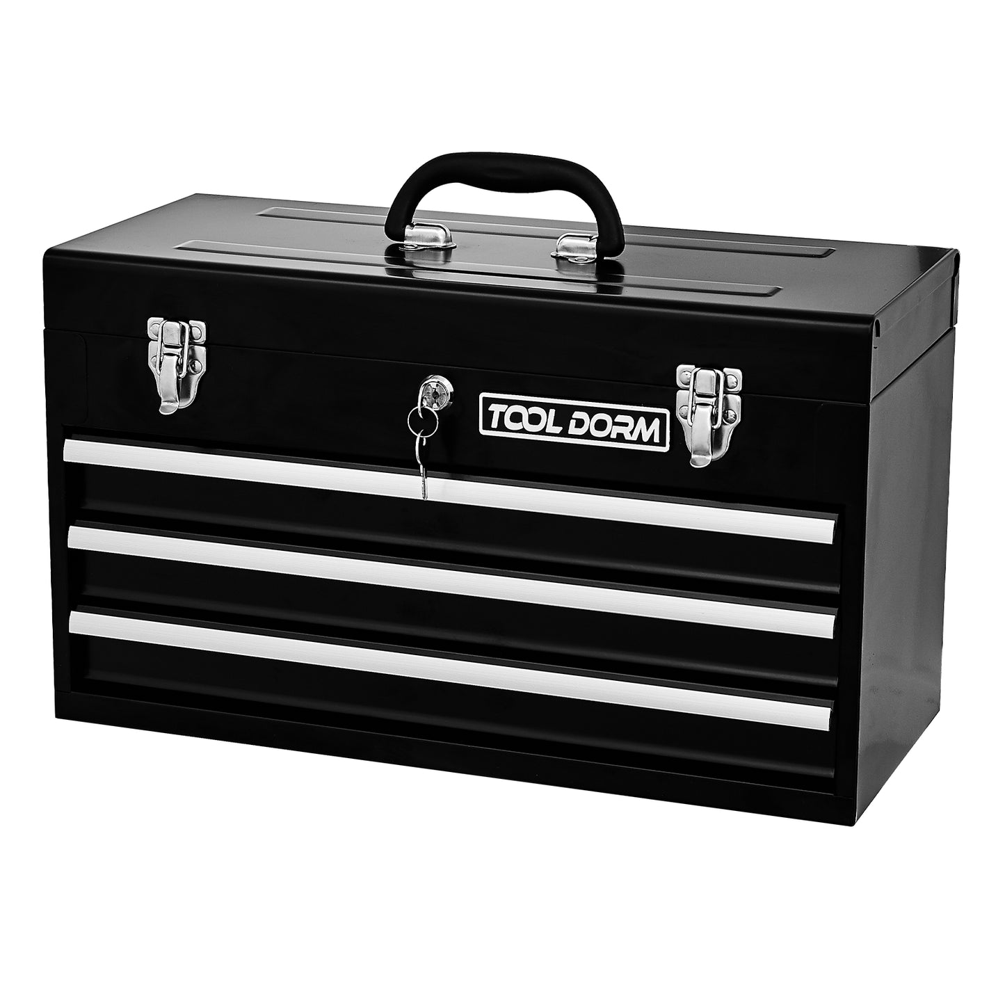 20.3-Inch Metal Tool Box with Drawers, Lockable Steel Chest for Garage and Workshop