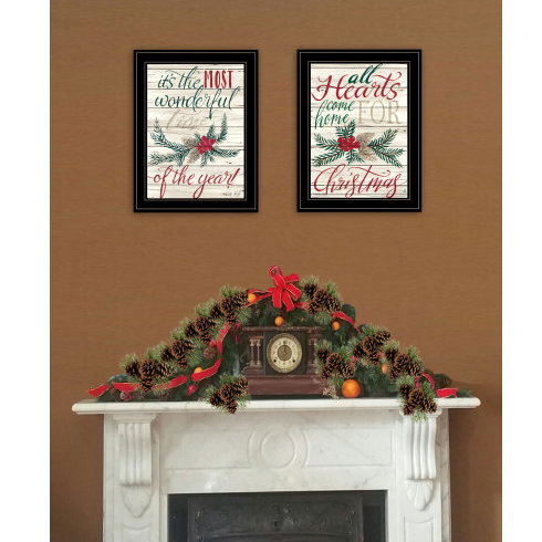 "All Hearts Come Home for Christmas" 2-Piece Framed Vignette - Multicolor