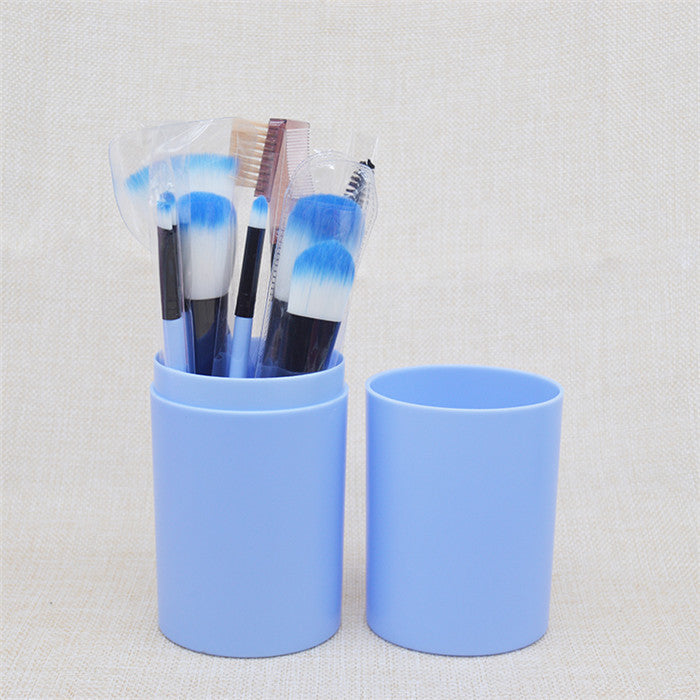 12-Piece Cosmetic Brush Set with Makeup Tools and Bag - Multiple Colors