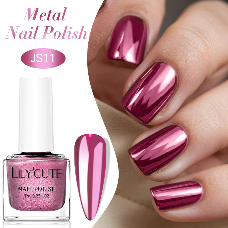 Quick-Dry Metallic Mirror Nail Polish No Baking Required - Water & Oily Resistant