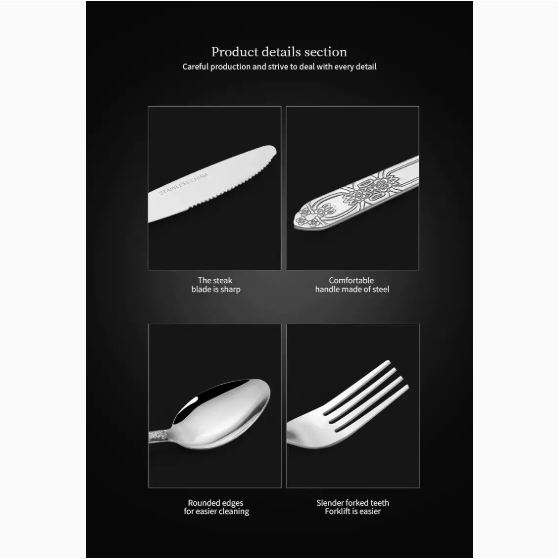 Premium Stainless Steel Cutlery Set - 4-Piece Flatware for Home