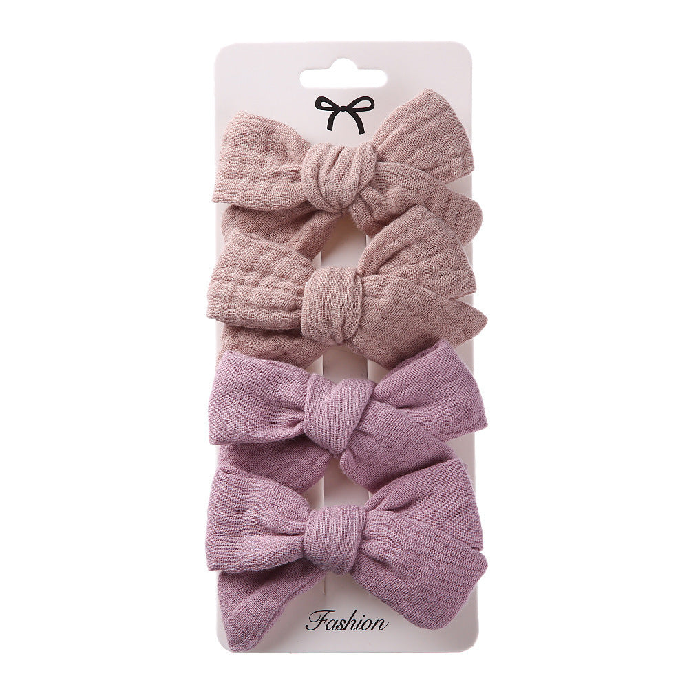 Children's Plaid Bow Hair Clips, 4-Pack