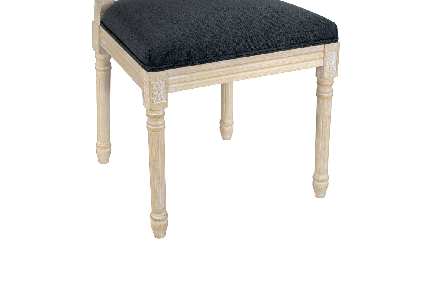 French Country Dining Chairs Set of 2 - Upholstered Grey