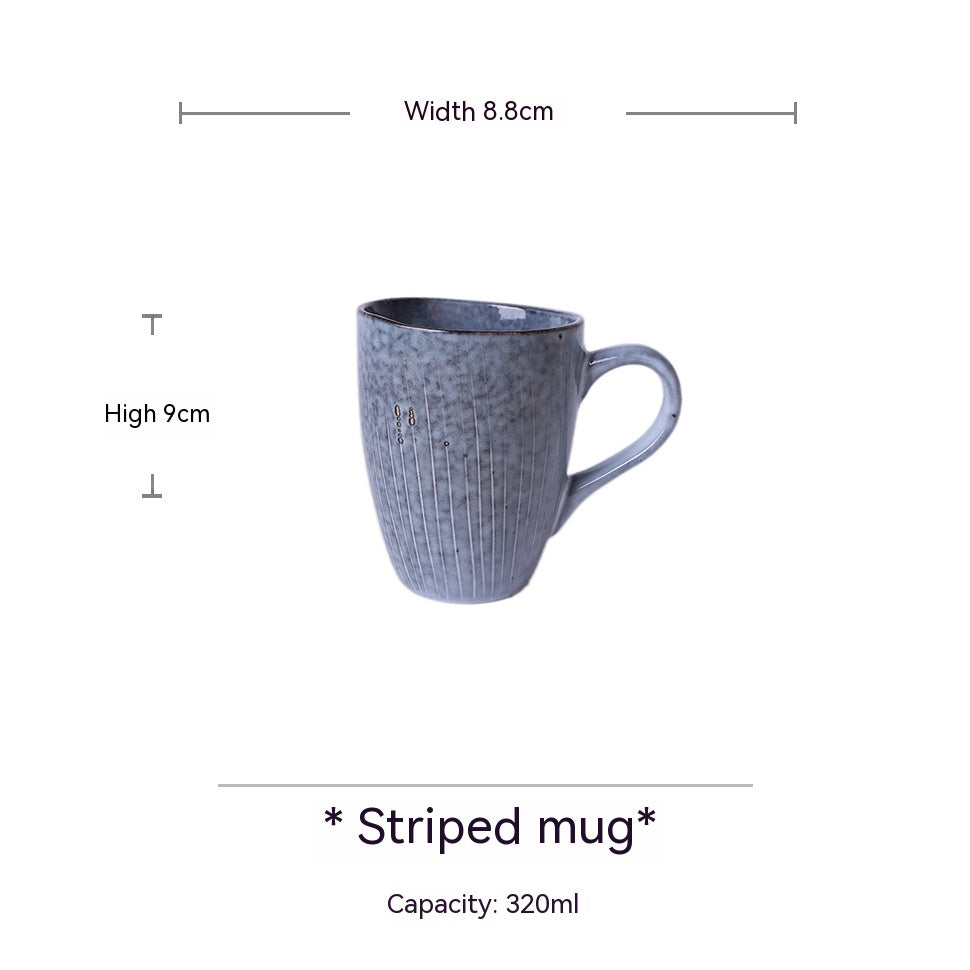 Vintage Ceramic Mug and Kiln Baked Kettle Set - Hand-Painted Porcelain