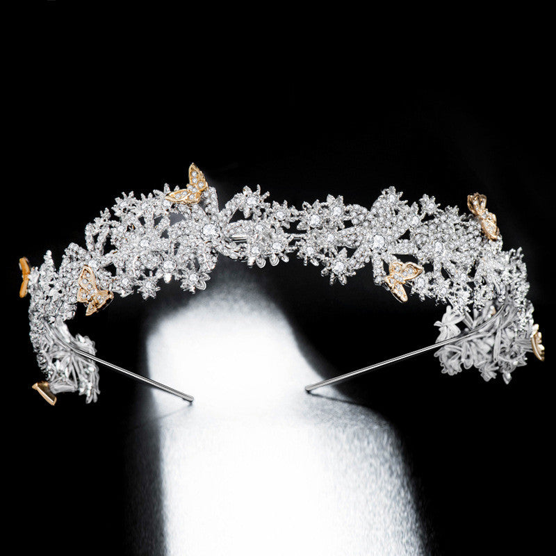 Bride Crown Hair Hoop with White Crystals