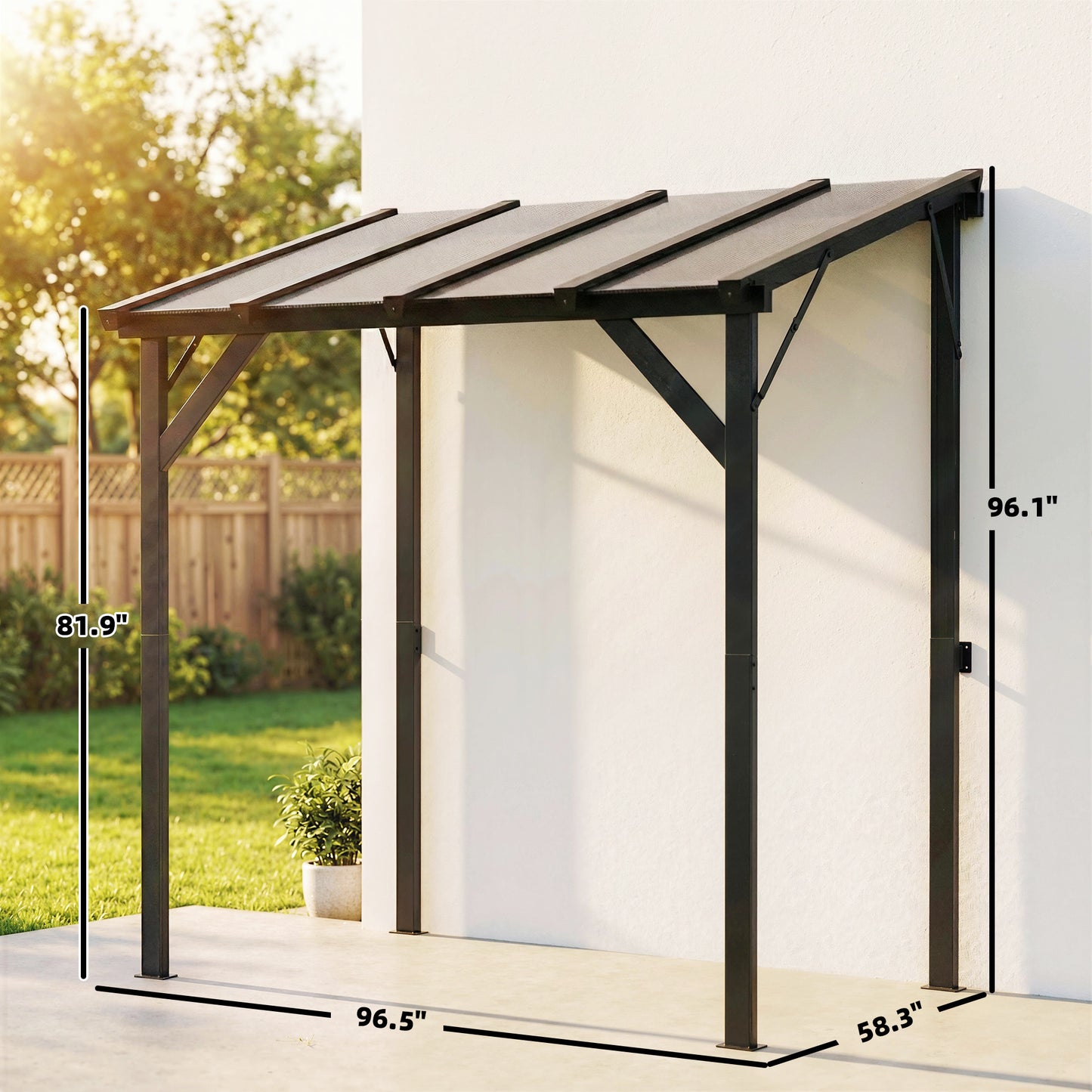 Hardtop Grill Gazebo with Polycarbonate Roof - Dark Gray