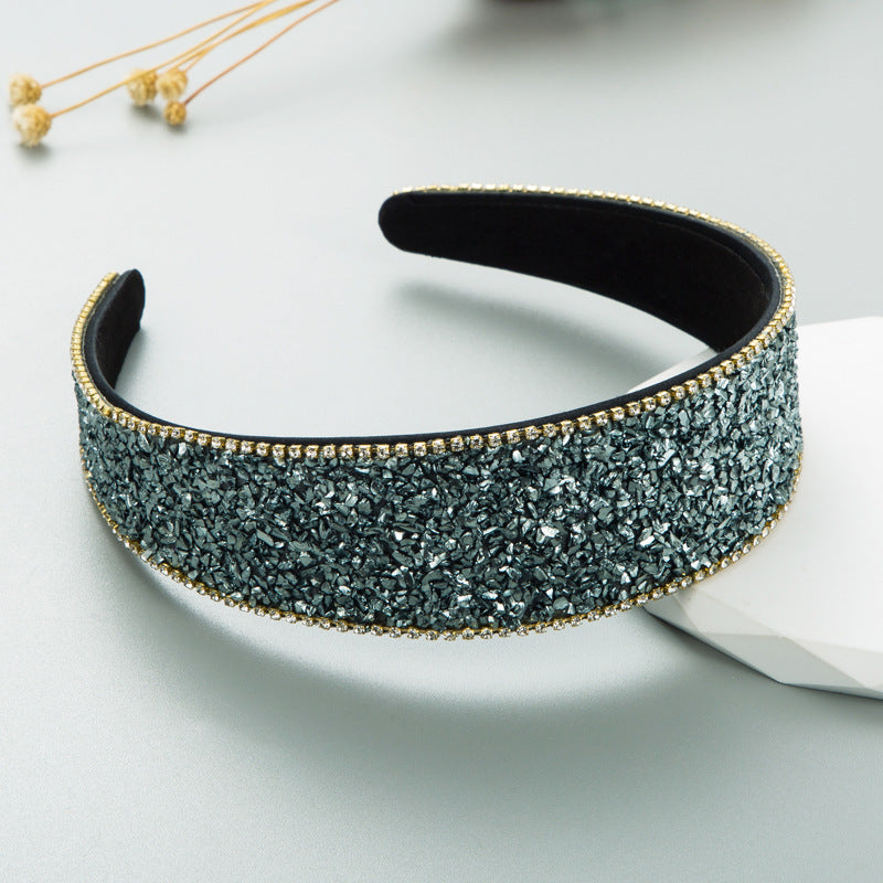 Elegant Rhinestone Wide-Brim Hair Band - Korean Style Hair Accessory