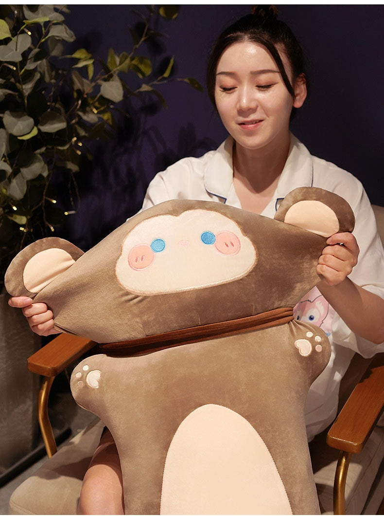 Cartoon Animal Sleeping Pillow with Polyester Fiber Fill - Soft Cozy Cushion