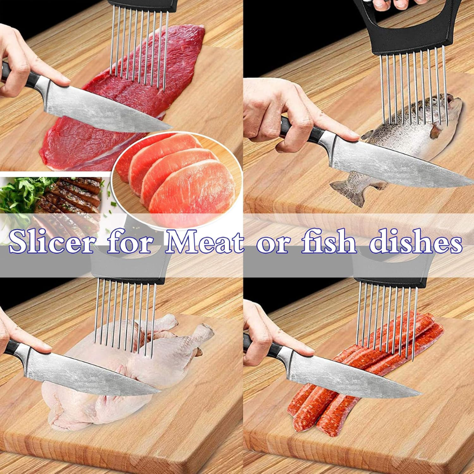 Stainless Steel Onion Holder & Veggie Slicer - Multi-Use Cutter