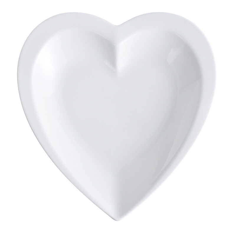 White Ceramic Heart-Shaped Plate - Modern Dinnerware for Home & Kitchen