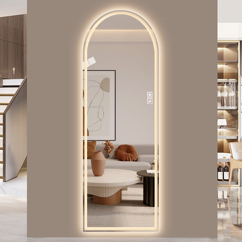 65" x 21" Arch LED Bathroom Mirror - Dimmable Anti-Fog Glass