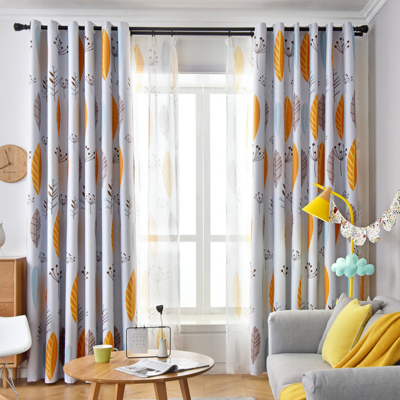 Nordic Style Leaf-Shading Curtain for Bedroom & Living Room - Modern Home Textile
