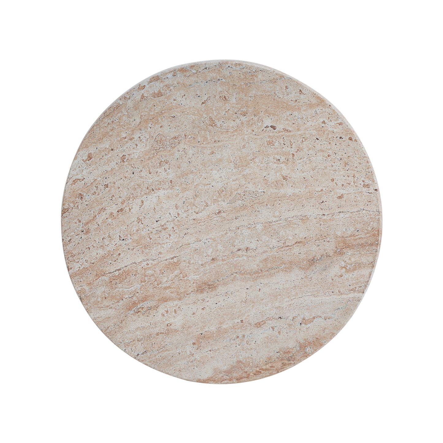 Lightweight Concrete Side Table with Travertine Finish - Beige