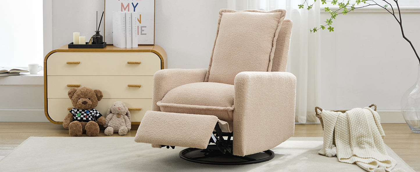 Swivel Rocker Recliner Chair - Teddy Fleece Oatmeal