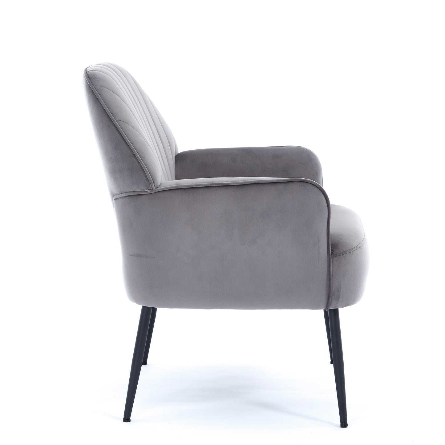 Modern Velvet Accent Chair with Metal Legs - Grey
