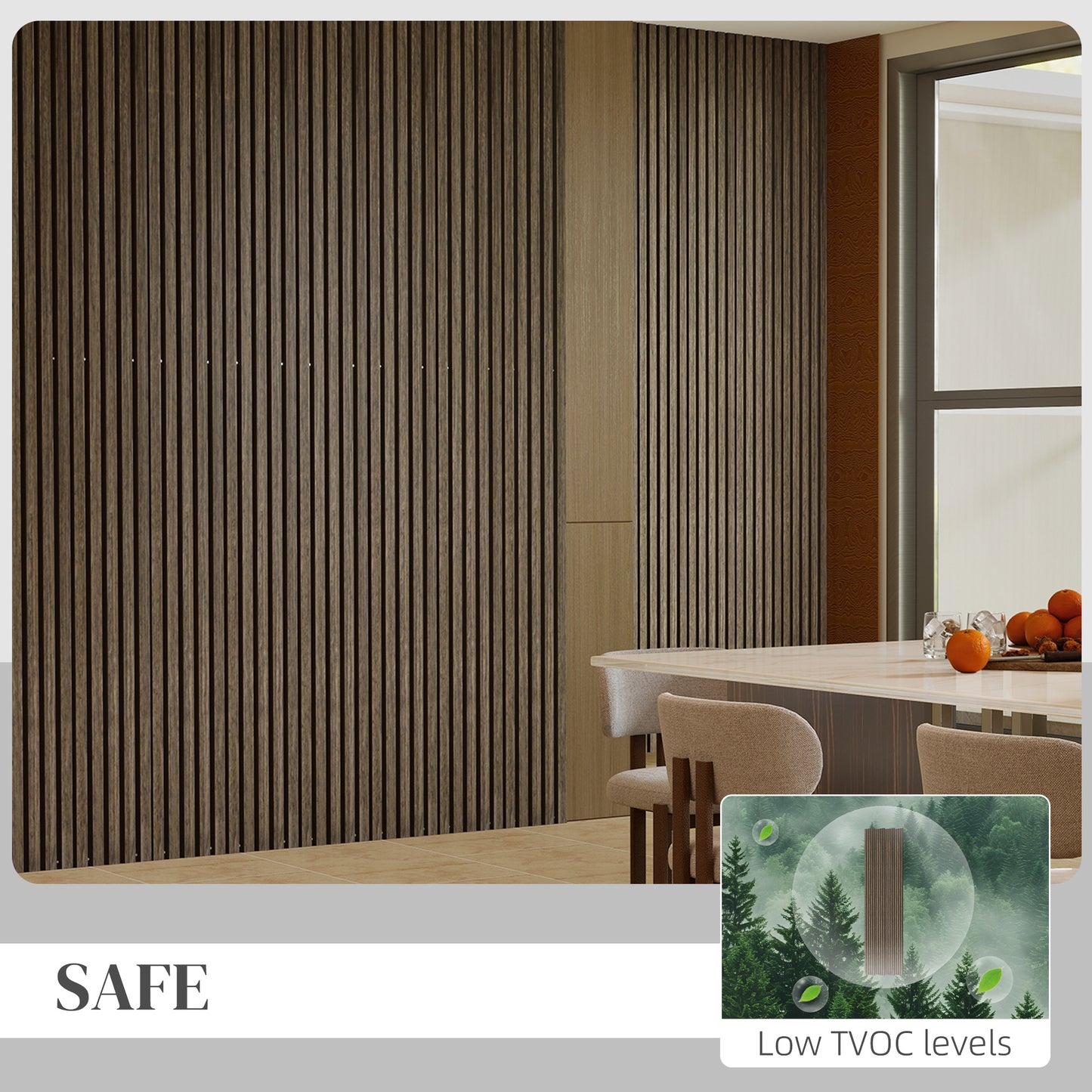 Acoustic Wood Wall Panels - 4 Pack Sound Absorbing Slats, Walnut