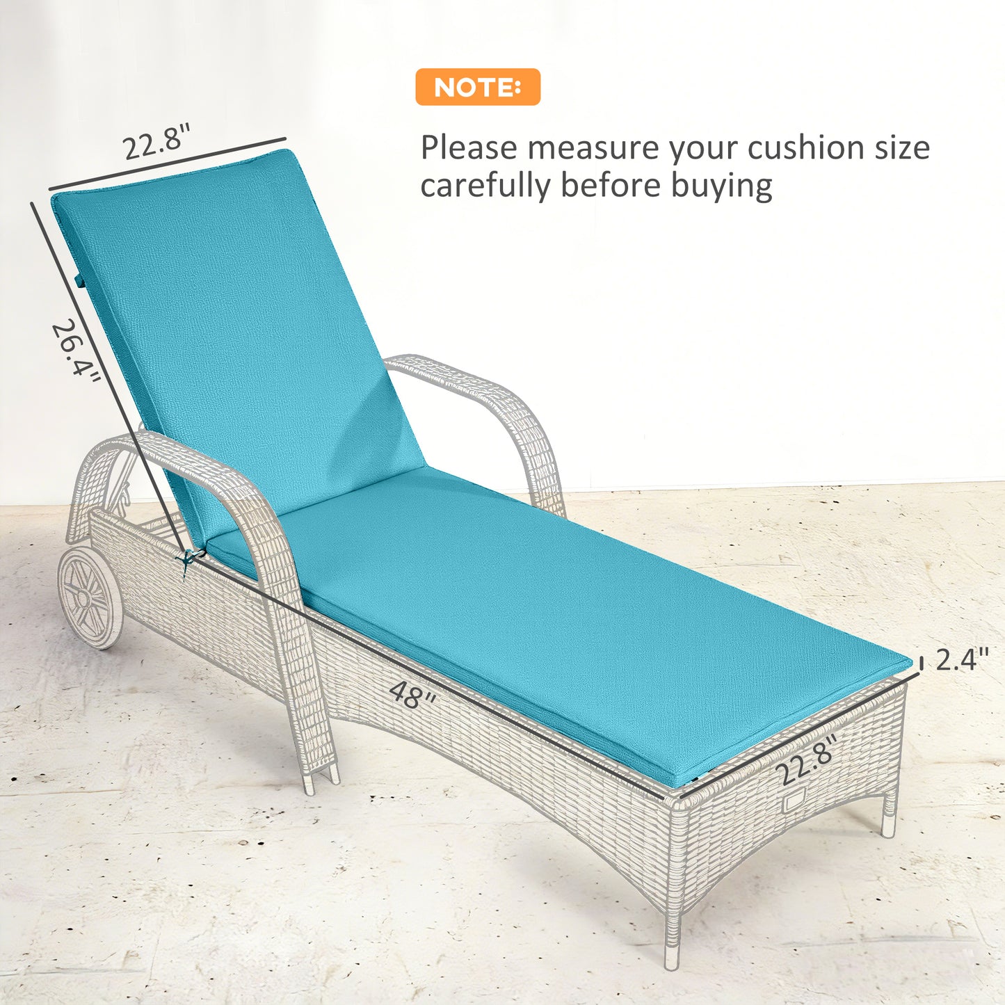 Foldable Chaise Lounge Cushions Set of 2 - Light Blue