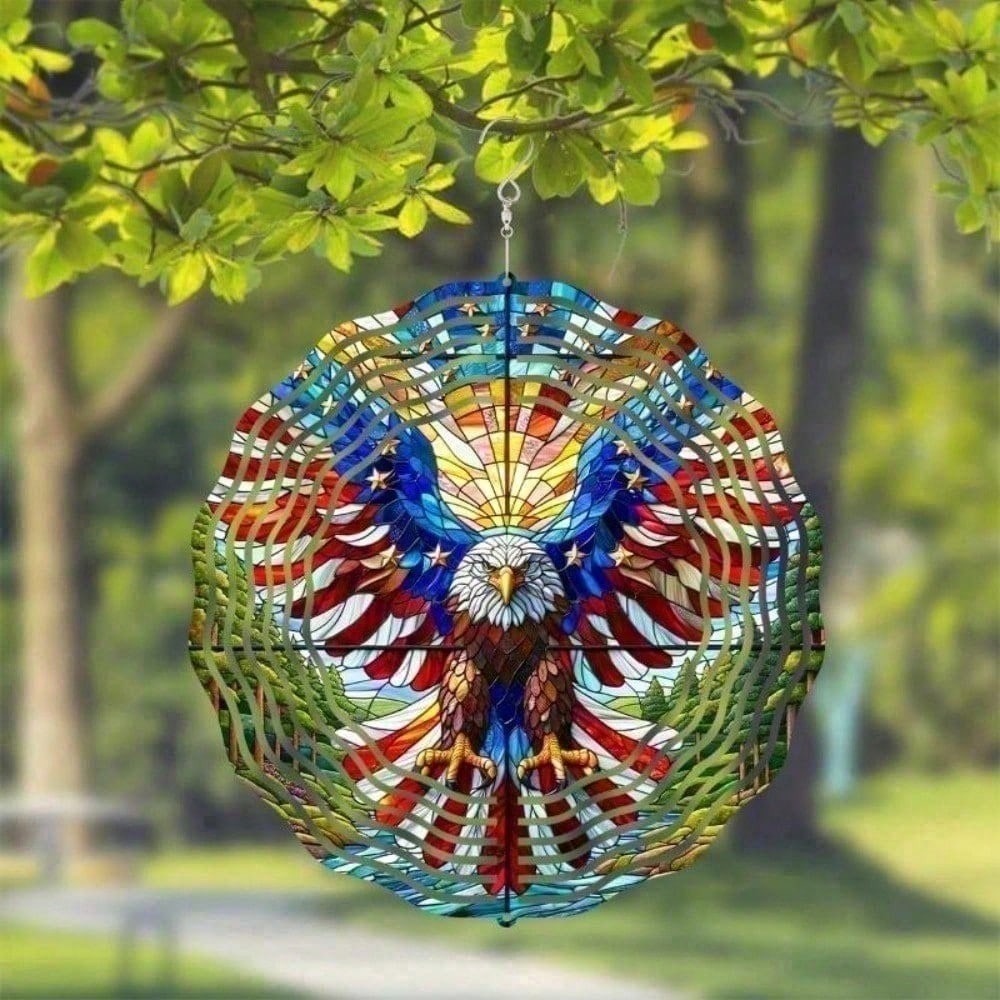 3D American Flag Wind Spinner - Patriotic Eagle Design