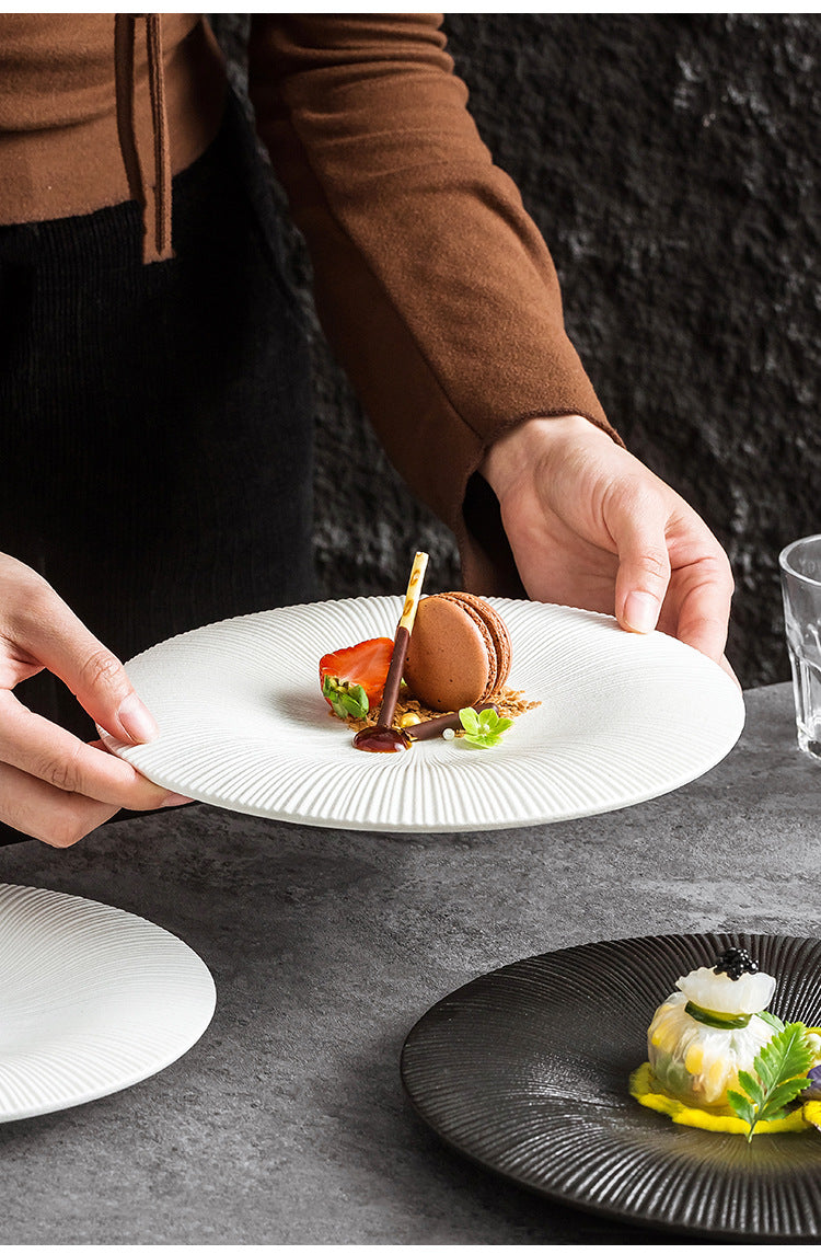 Ceramic Western Food Plate Set - Porcelain Dinner Flat & Shallow Plates