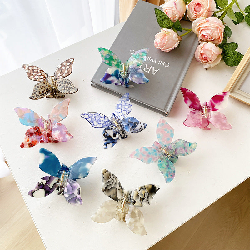 Butterfly Hairpin Girl Clip Back Head Accessory - Fuchsia Dreamy Blue Purple Bubble Blue