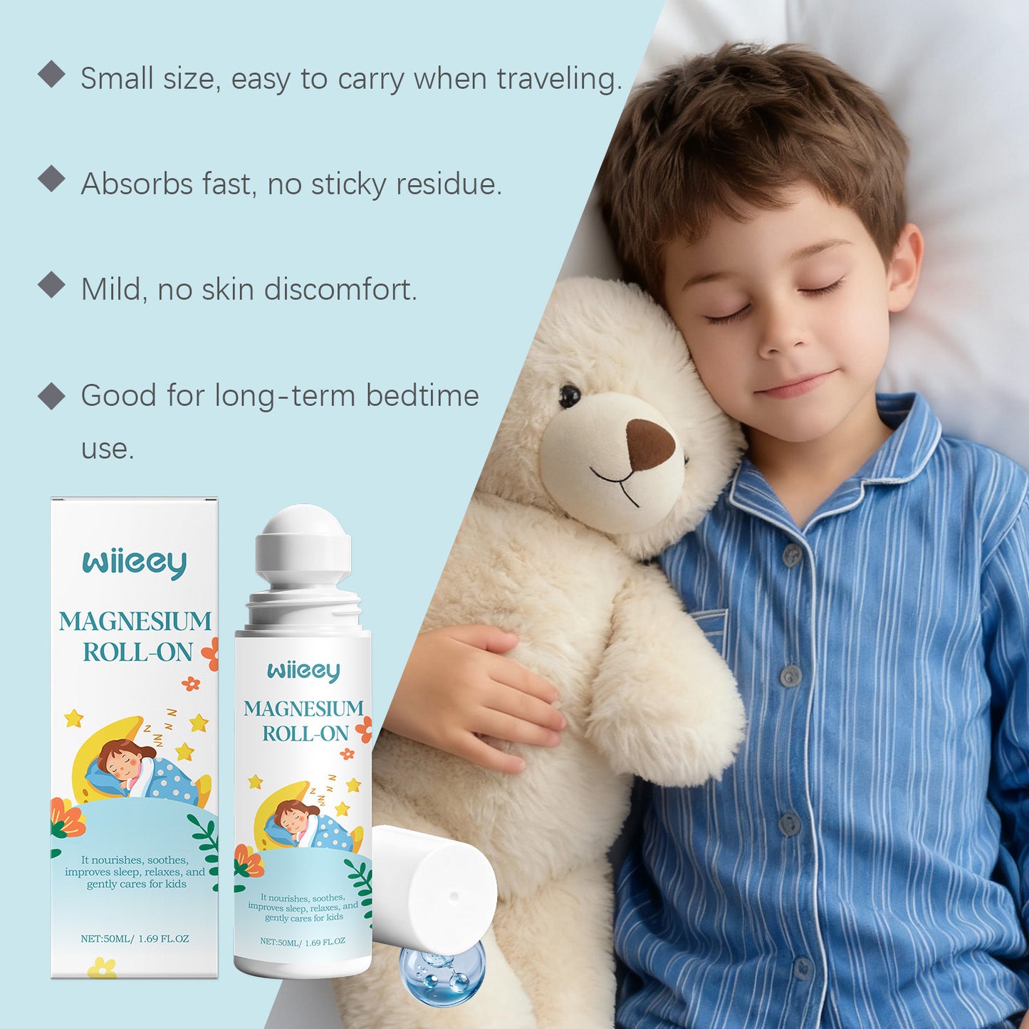 Children's Magnesium Sleep-Relax Roll-On 50ml Natural Sleep Aid for Kids