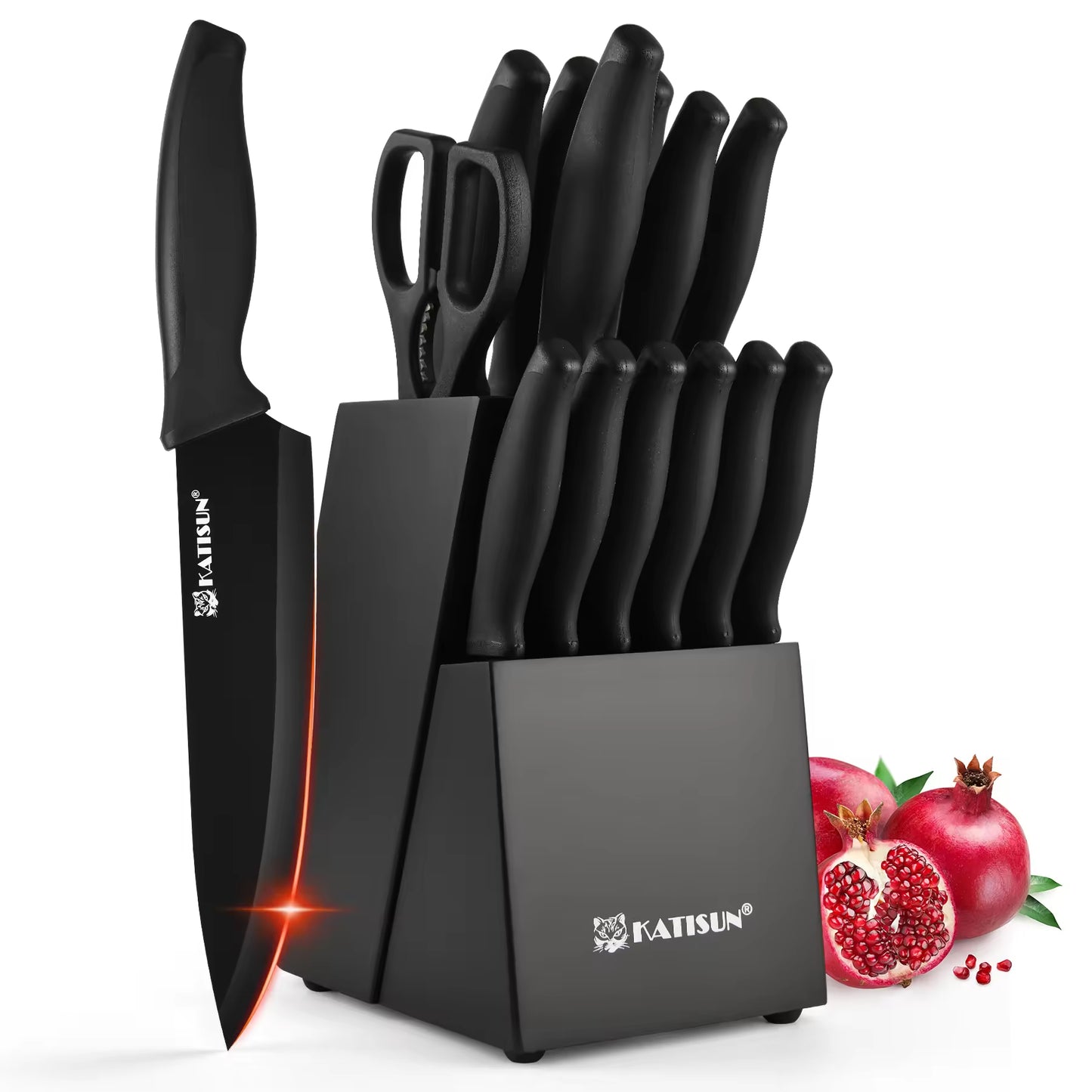 15-Piece High-Carbon Kitchen Knife Set with Ergonomic Handles