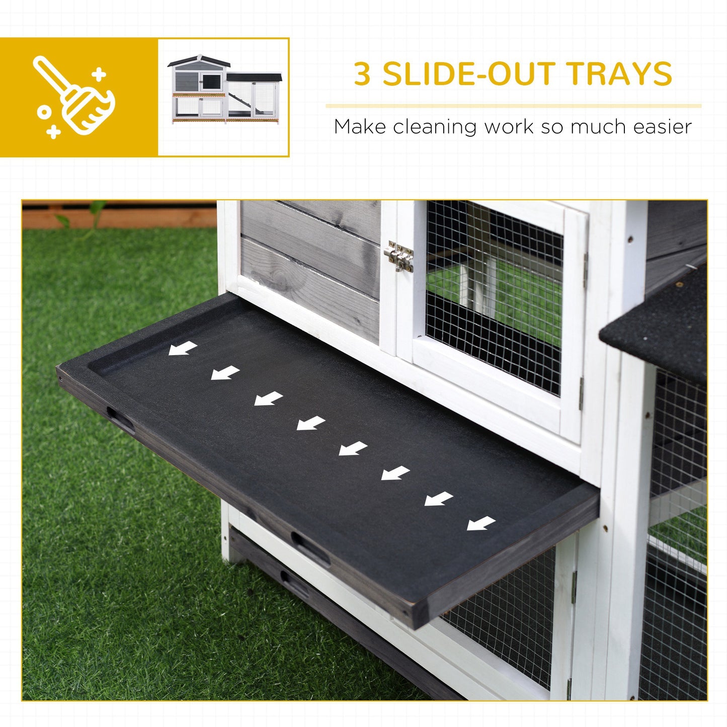 2-Tier Wooden Rabbit Enclosure with Ramp - Indoor Outdoor Pet House & Run