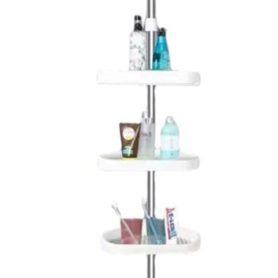 Telescoping Bathroom Storage Rack Punch Free Stainless Steel 3 Layers