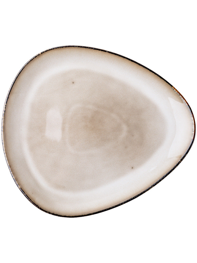 Ceramic Irregular Triangle Plate and Bowl Set - 8 Inch and 10.5 Inch Dinnerware