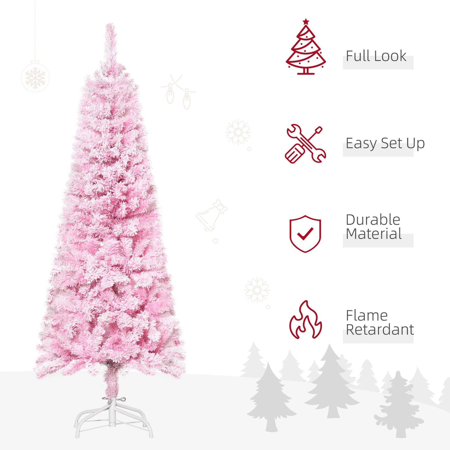 5 FT Pink Snow Flocked Artificial Christmas Tree - Auto Open