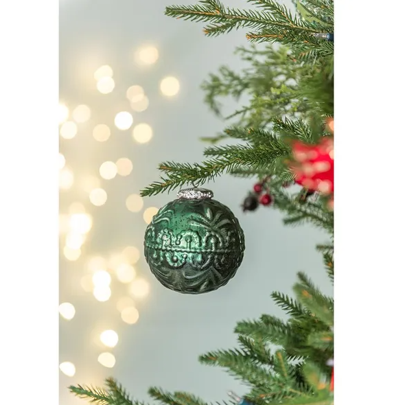 Christmas Ball Ornaments Set - 6 Glass Decorative Hanging Balls