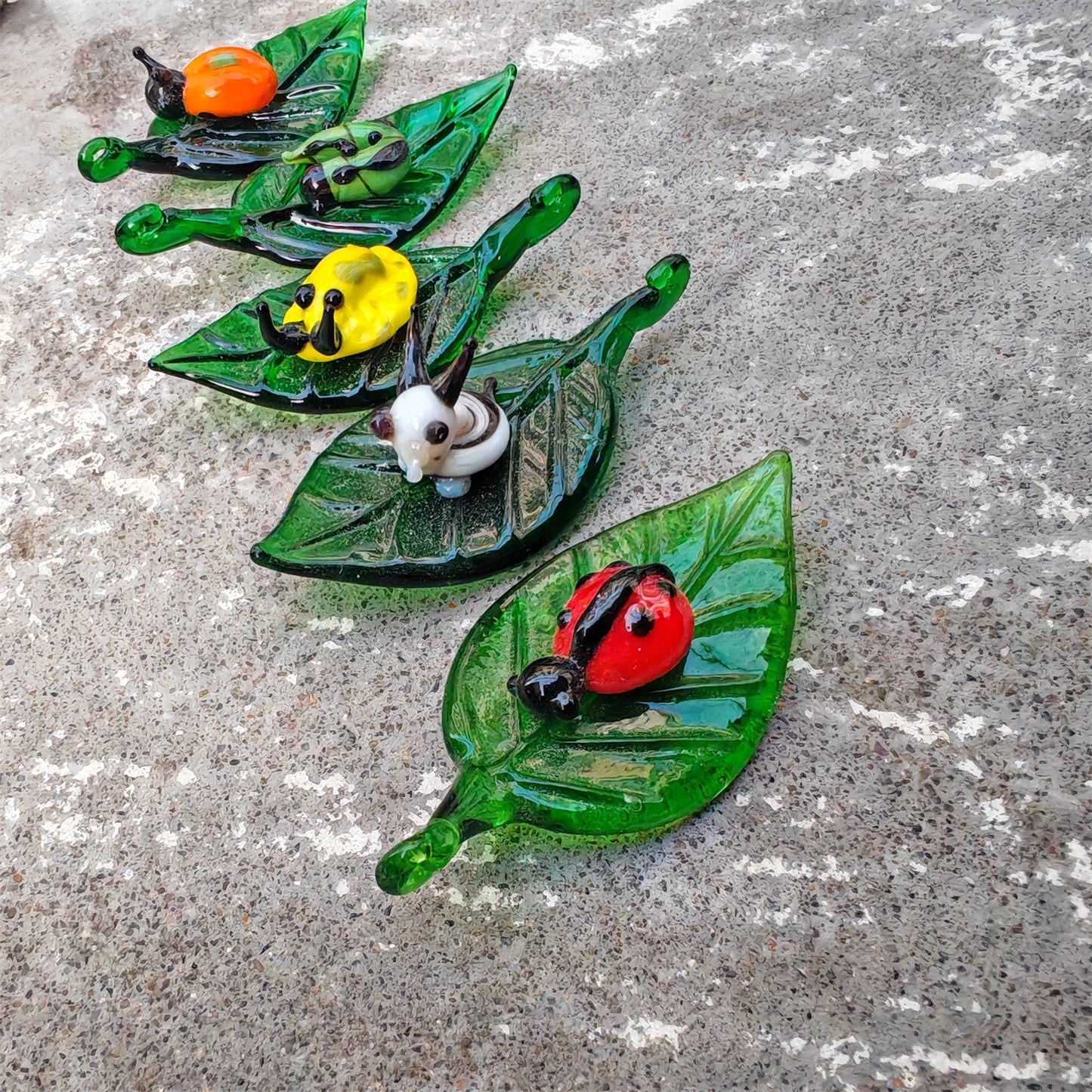 Handmade Glass Leaf and Insect Decor Ornament - Multiple Styles